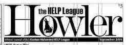 Image of the newsletter banner that says the Help League Howler in black and white